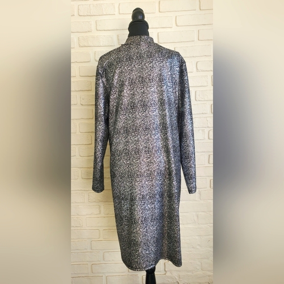 Nicole Miller Silver Gray Metallic Long Sleeve Sparkly Party Dress Plus 1X NEW - Picture 7 of 10